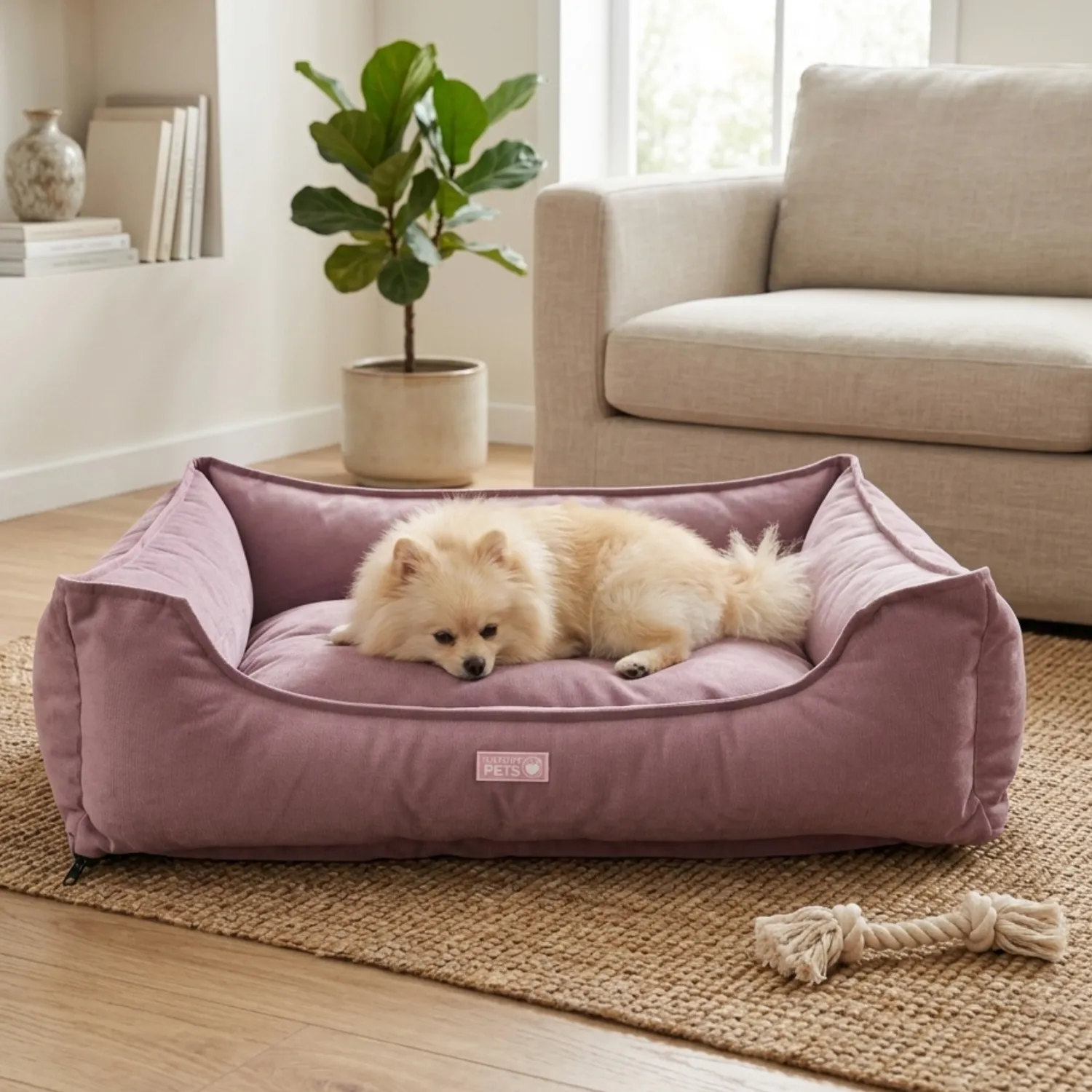 Cama Perro Lux Pequeña Rosa 50cmx40cm