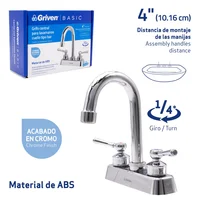 Griferia P/lavamanos 4" Cuello Alto Curvo 1/4" Cromo