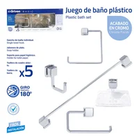 Juego de Accesorios Baño Plastico Cromado (5 Piezas)