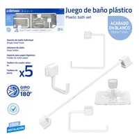 Juego de Accesorios Baño Plastico Blanco (5 Piezas)
