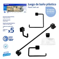 Juego de Accesorios Baño Plastico Negro (5 Piezas)