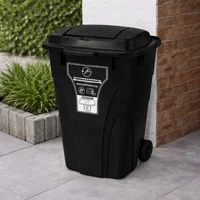 Contenedor Caneca Tanque 120 Litros Con Ruedas Tapa Click Negro