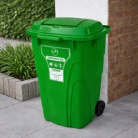 Contenedor Caneca Tanque 120 Litros Con Ruedas Tapa Click Verde