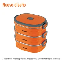 Portacomida Térmica Con 3 Recipientes de Acero Inoxidable