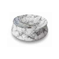 Lavamanos Sobreponer Redondo Marmol Blanco Porcelana