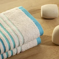 Toalla de Manos Mediterráneo Beige y Azul 40x70cm Fondo Entero Extrasuave