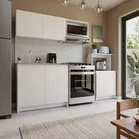 Kit de Cocina Novi 2.23 Metros Niebla Blanco Incluye Mesón Liso Poceta Izquierda Just Home Collection