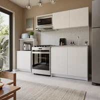 Kit de Cocina Novi 2.23 Metros Niebla Blanco Incluye Mesón Liso Poceta Derecha Just Home Collection
