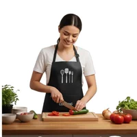 Delantal Cocina Negro Estampado Utensilios