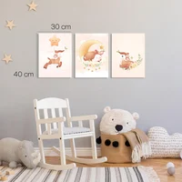 Cuadro Triptico Baby Venados 30 cm x 40 cm
