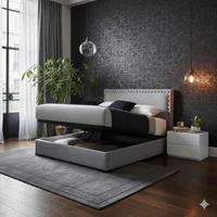 Combo Lumiere Sencillo Base Baúl + Cabecero + Colchón Ortopedico + Protector y Almohadas