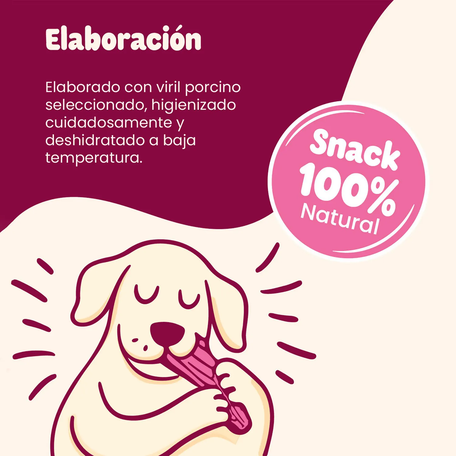 Kiko Mastik Snack Natural Masticable Premio para Perros Viril de Cerdo Deshidratado 130g