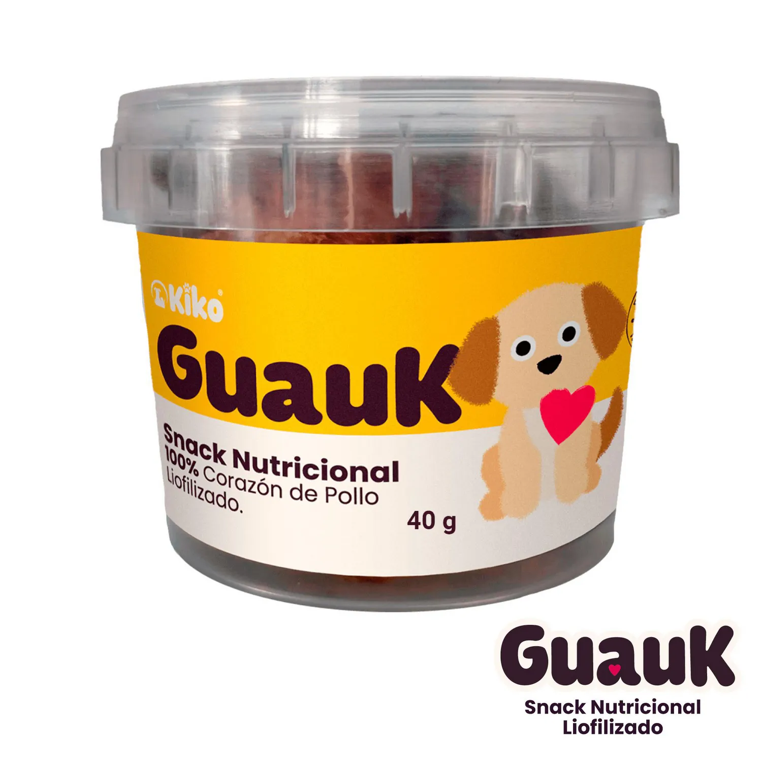 Kiko Guauk Snack Natural Liofilizado Premio para Perros Corazones de Pollo 40g