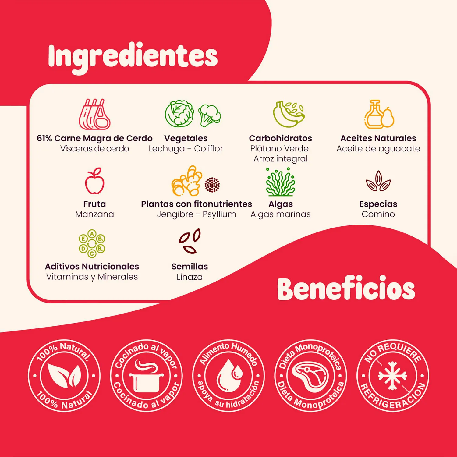 Kiko Natu Pork Comida Húmeda Natural Monoprotéico Para Perros 61% Carne Real De Cerdo 400g 3