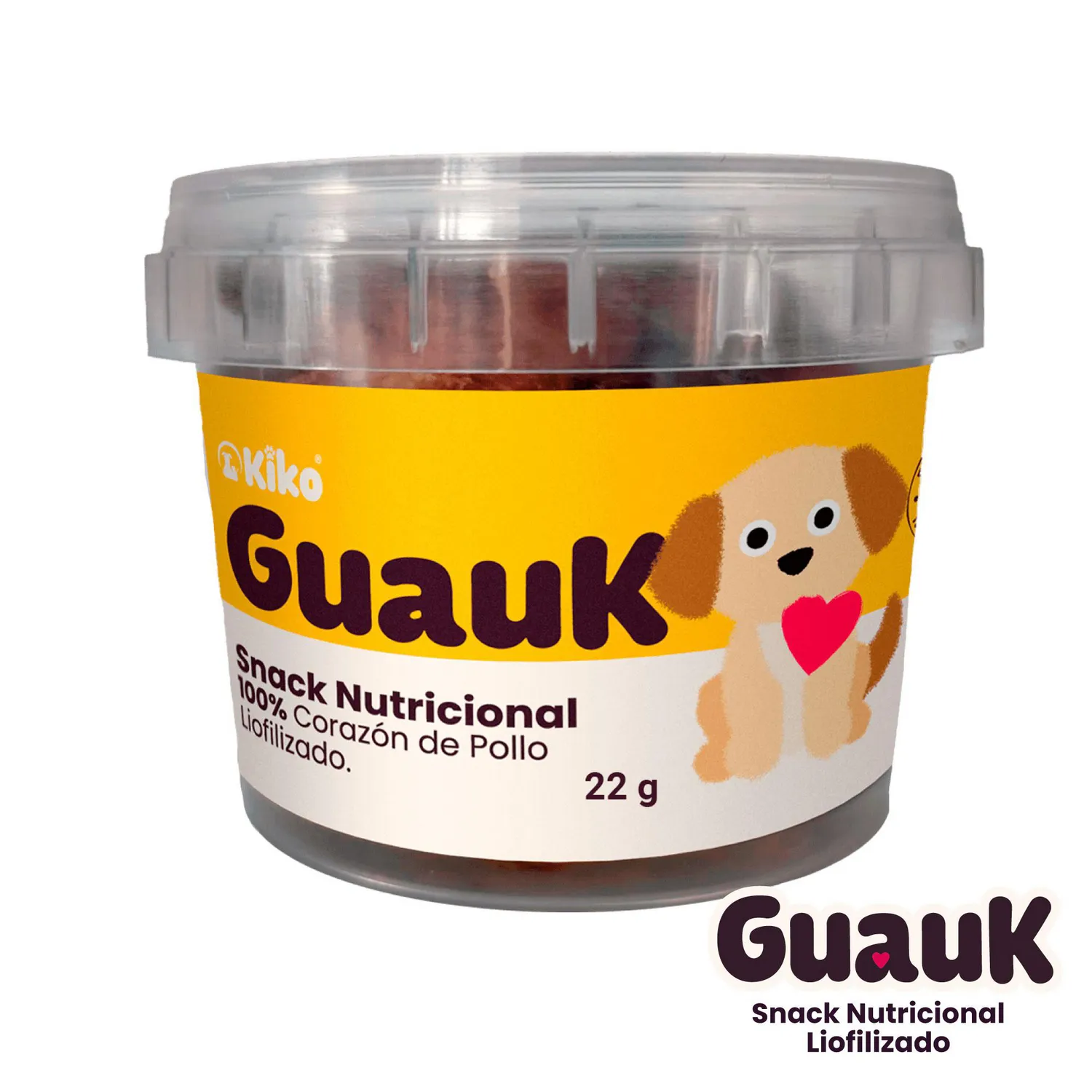 Kiko Guauk Snack Natural Liofilizado Premio para Perros Corazones de Pollo 22g