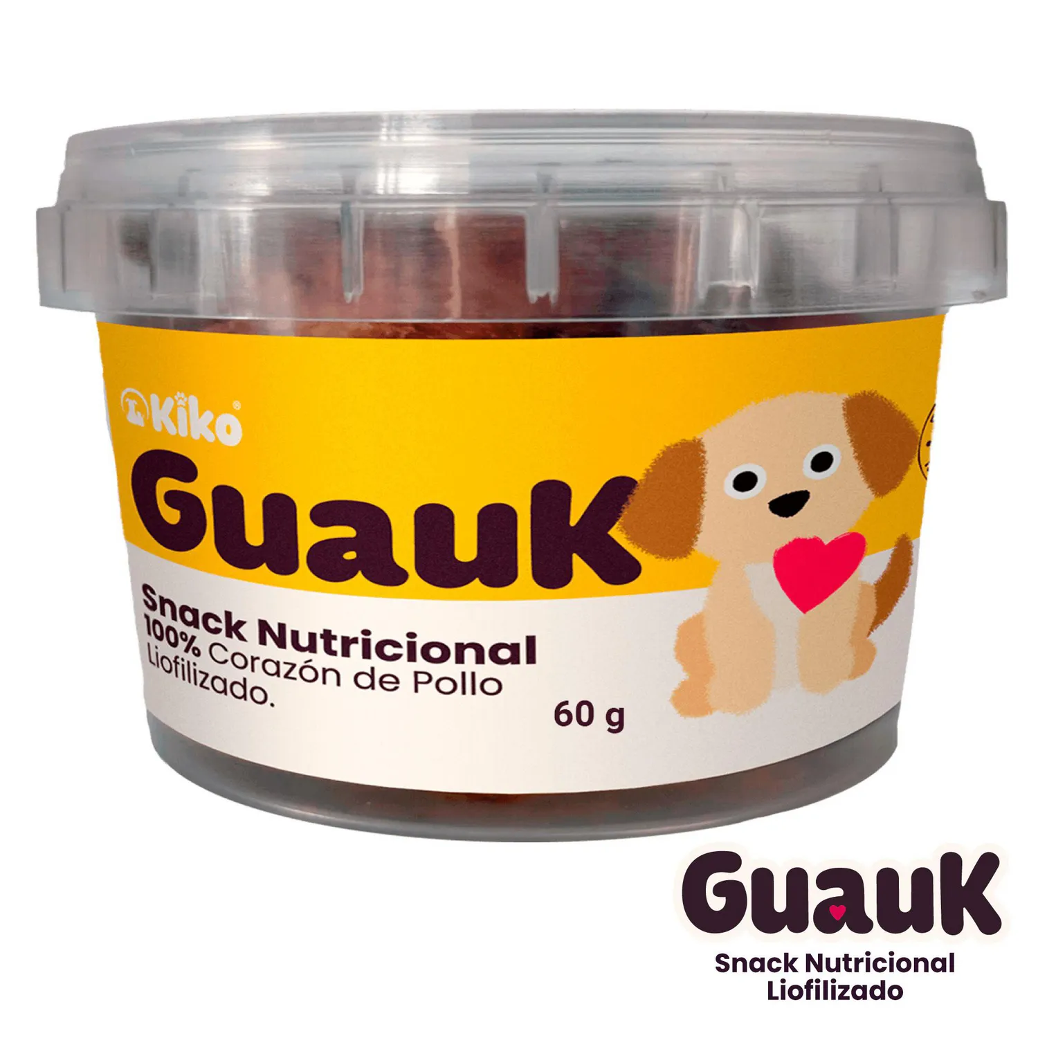 Kiko Guauk Snack Natural Liofilizado Premio para Perros Corazones de Pollo 60g