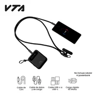 Cable 2 En 1 Para Celular 1.2 Metros Tipo-C Negro