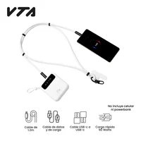 Cable 2 En 1 Para Celular 1.2 Metr Tipo-C Plateado