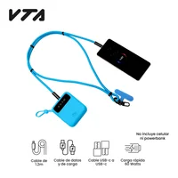 Cable 2 En 1 Para Celular 1.2 Metros Tipo-C Azul