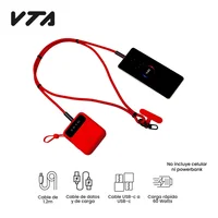 Cable 2 En 1 Para Celular 1.2 Metros Tipo-C Rojo