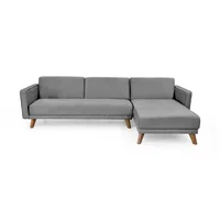 Sofa Cama En L Chelsea Izquierdo 76x265x160 Reclinable Tela Gris