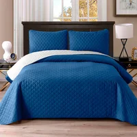 Colcha Semidoble Gris Azul