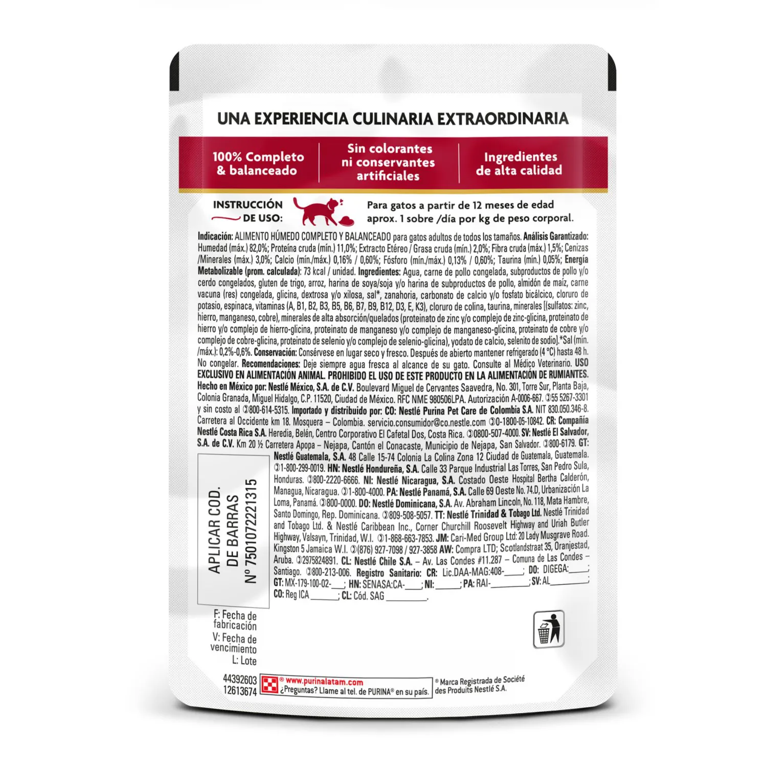 Comida Húmeda Para Gato Purina® Fancy Feast® Supremo Con Carne Y Vegetales X 75gr