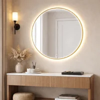 Espejo Apolo Redon Mdf Luz Led Calida 80 cm Dorado