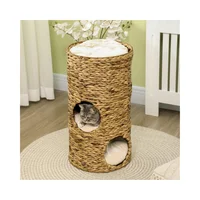 Gimnasio para Gatos Torre de Escalada con Casa de Madera Natural Mediana