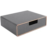 Organizador De Escritorio Cuero Sintético Apilable Color Gris Marca RHCSZ