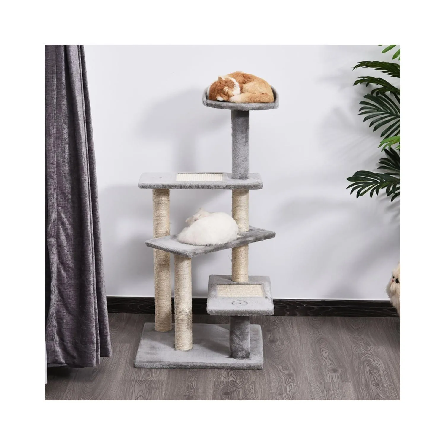 Casa para Gatos de Madera con Repisas y Rascador Natural