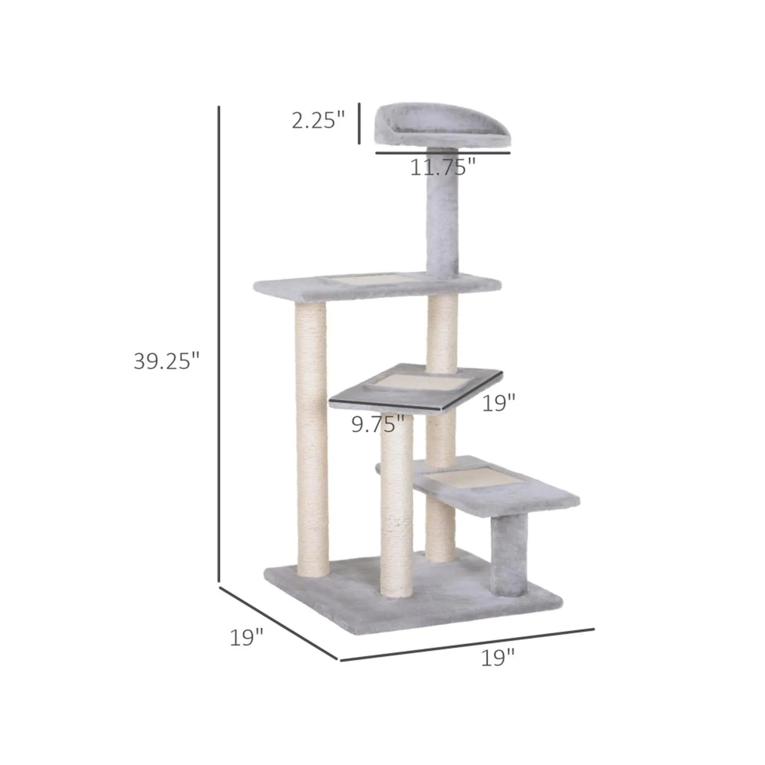 Casa para Gatos de Madera con Repisas y Rascador Natural 3