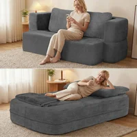 Sofá Cama Doble Modular sin Costuras para Sala y Habitación Gris