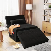 Sofá Cama Sencillo Plegable Negro FiveWillowise
