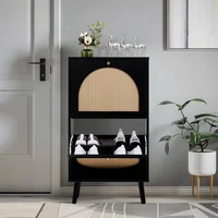 Zapatero Mesida Madera Ratán 2 Cubos Carpa 54x24x98cm Gold Marco