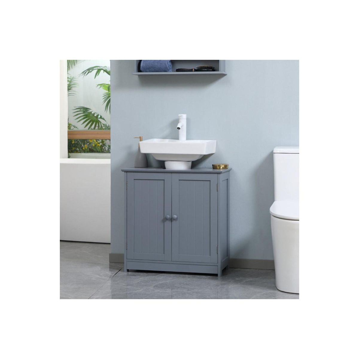 Mueble Complemento para Baños con Puertas MDF Blanco 60x30x15 cm ...