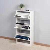 Zapatero Madera 3 Puertas Volteables Blanco 20.94x9.45x43.11cm Compacto