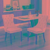 Silla Auxiliar para Comedor Tufted de Madera y Terciopelo Dorado Juego de 2