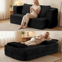 Sofá Cama Doble Modular sin Costuras para Sala y Habitación Negro