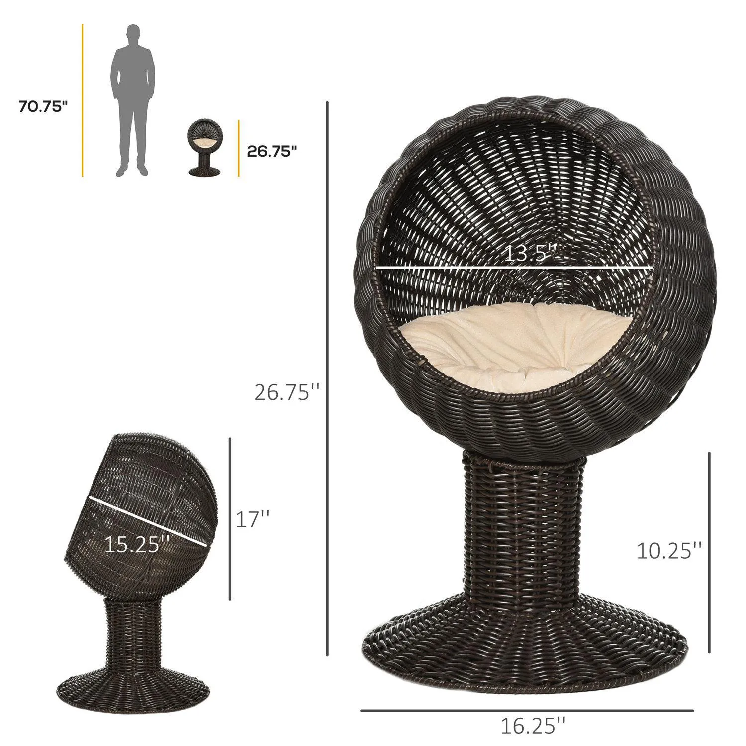 Cama Casa para Gatos con Tejido Suave Beige