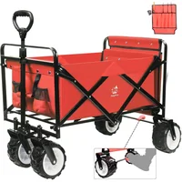 Carro Plegable Playa Carga Pesada Universal Ruedas Ajustables Rojo