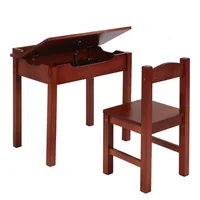 Escritorio Infantil Flip Top Madera con Almacenamiento Café Oscuro