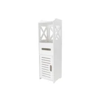 Mueble Complemento para Baños Impermeable Doble Puerta Dos Niveles Blanco