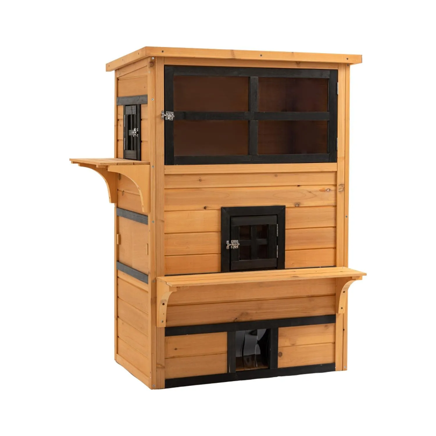 Rascador Casa para Gatos de Madera con Plataforma Natural