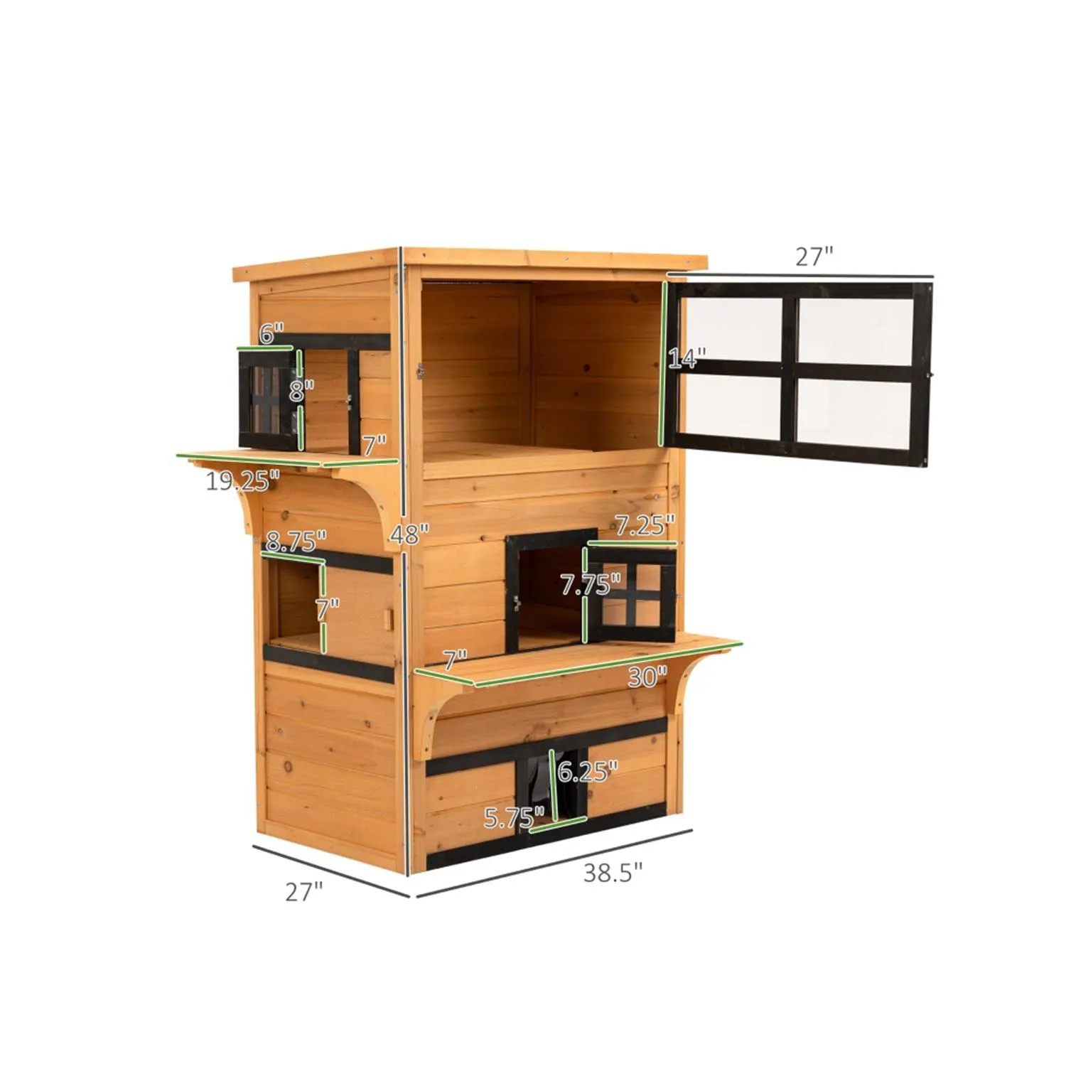 Rascador Casa para Gatos de Madera con Plataforma Natural 3