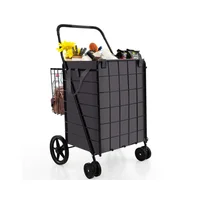 Carro de Compras Plegable XL Gran Capacidad Compacto Carpa Gris
