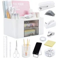 Organizador De Escritorio Con Accesorios Kit 13 Piezas Color Blanco Marca Pindda