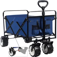 Carro Plegable Playa Resistente Universal Azul Mango Ajustable