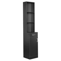Mueble Complemento para Baños Pared MDF Negro 114 cm Puerta Cajón