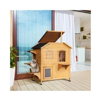 Casa para Gatos de Madera con Doble Entrada Natural